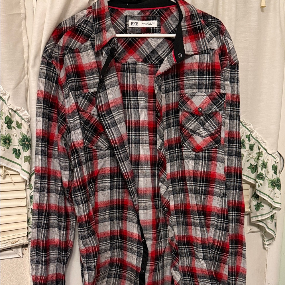 BKE Red and Black Checkered Men's Shirt
